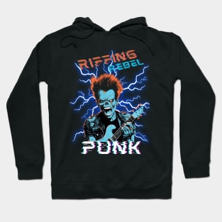 Skull Punk Riffing Rebel Hoodie